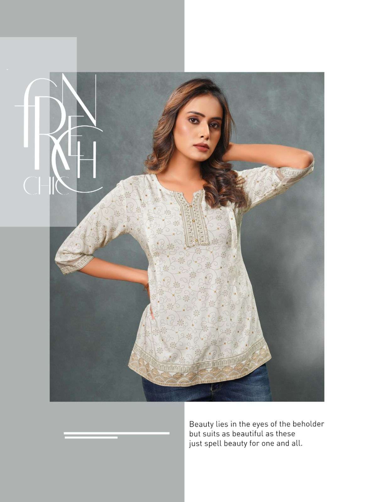 MAYRA RAYON SLUB DESIGNER SHORT KURTAS WITH STYLISH PRINTS ANDHANDWORK BY HARITAGE BRAND 1001 C